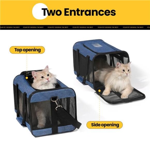 Medium Cat Carrier,Foldable Soft-Sided Large Cat Carrier,Airline Approved Cat - Picture 2 of 6